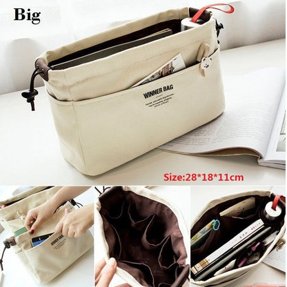 Canvas Organizer Inner Bag Makeup Handbag Lightweight Traveling Storage Purse
