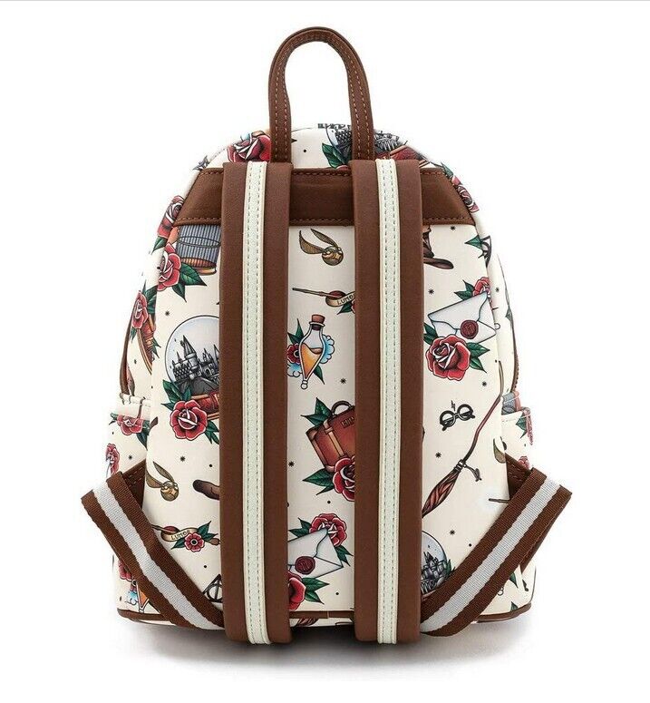 Loungefly Bag Rare New Mini Backpack Harry Potter Tattoo Art Cream Color Women