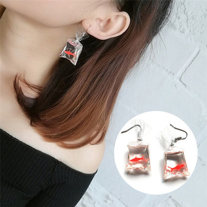 Handmade cute fish earrings water bag Dangle Hook pendant earrings g-ca