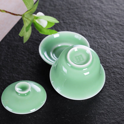 150ml Gaiwan Open Film Cover Bowl Longquan Celadon Kungfu Pot Tea Bowl Tea Cups