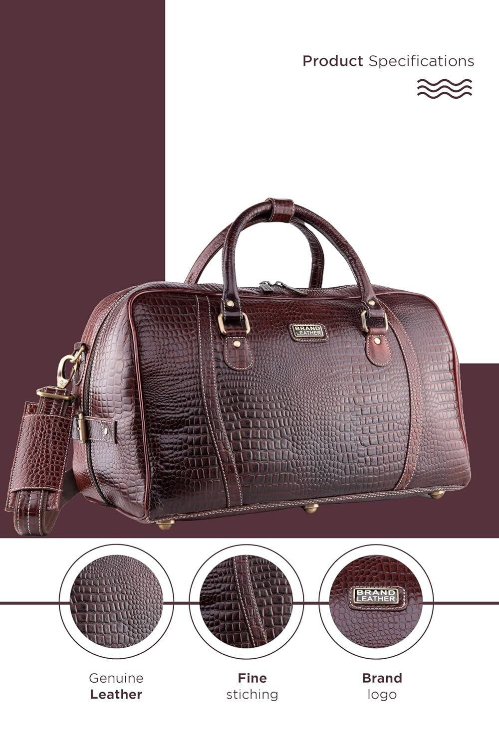 Genuine Leather Travel Duffel Bag Weekend Luggage Leather Duffle Bag