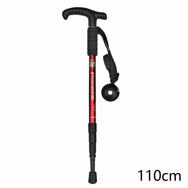 Telescopic Hiking Camping Climbing Walking Stick Trekking Pole Cane Elderly Red