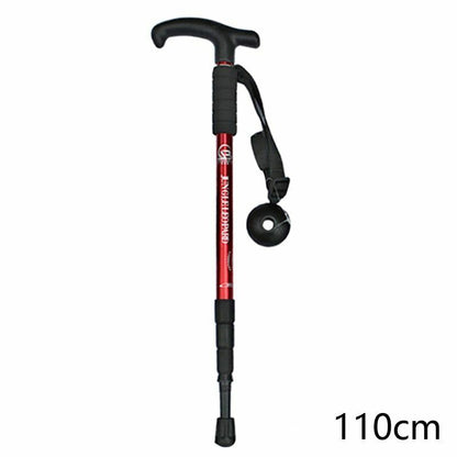 Telescopic Hiking Camping Climbing Walking Stick Trekking Pole Cane Elderly Red