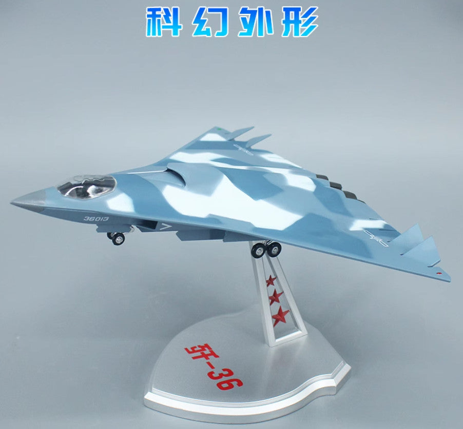 1:100 CHINA J-36 The Sixth-generation Fighter Jet Diecast Military Plane Model