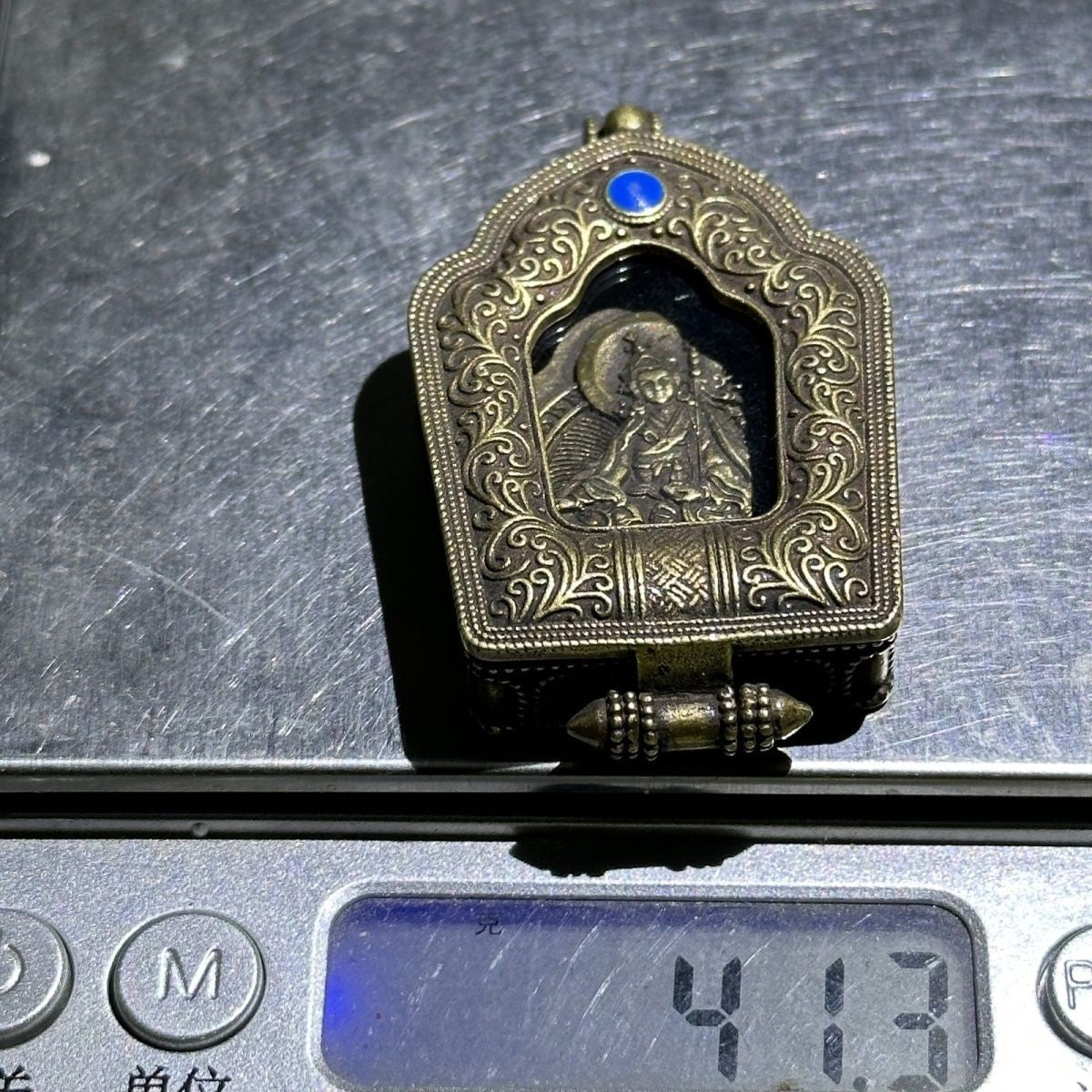Old Brass Portable Buddha Shrine Box Pendant Amulet