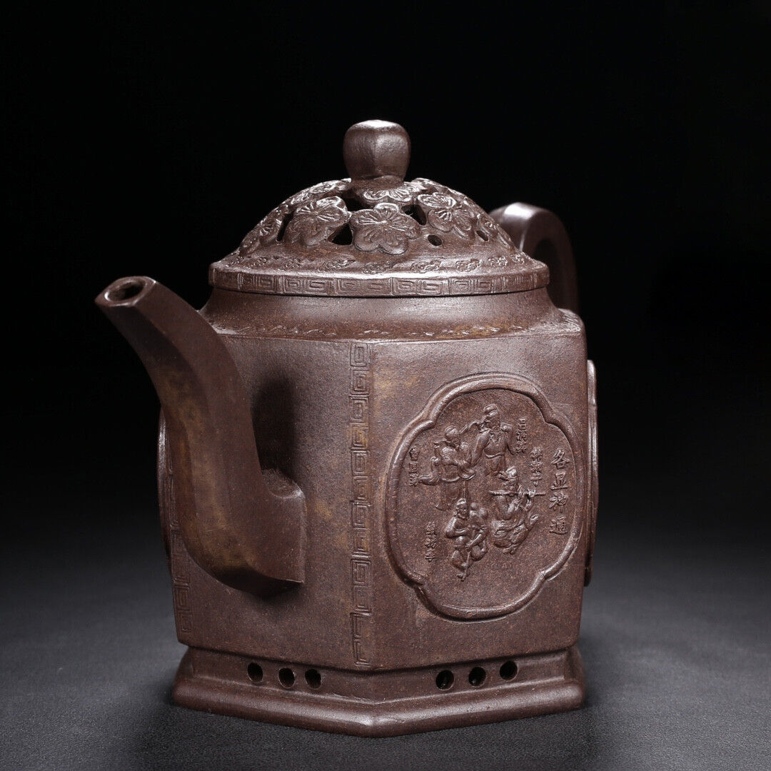 Chinese Yixing Zisha Clay Handmade Exquisite Teapot （六方（高温窑变） 底款：金鼎商标）