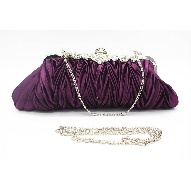 Satin Crystal Bridal Handbag Clutch Wedding Purse Evening Bag Shoulder Purse 1PC