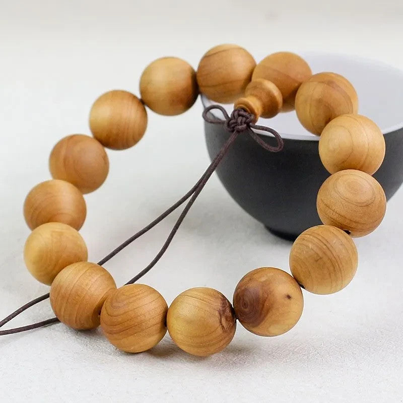 15mm*15 Natural Thuja Sutchuenensis Wood Round Beads Men Woman Lucky Bracelet