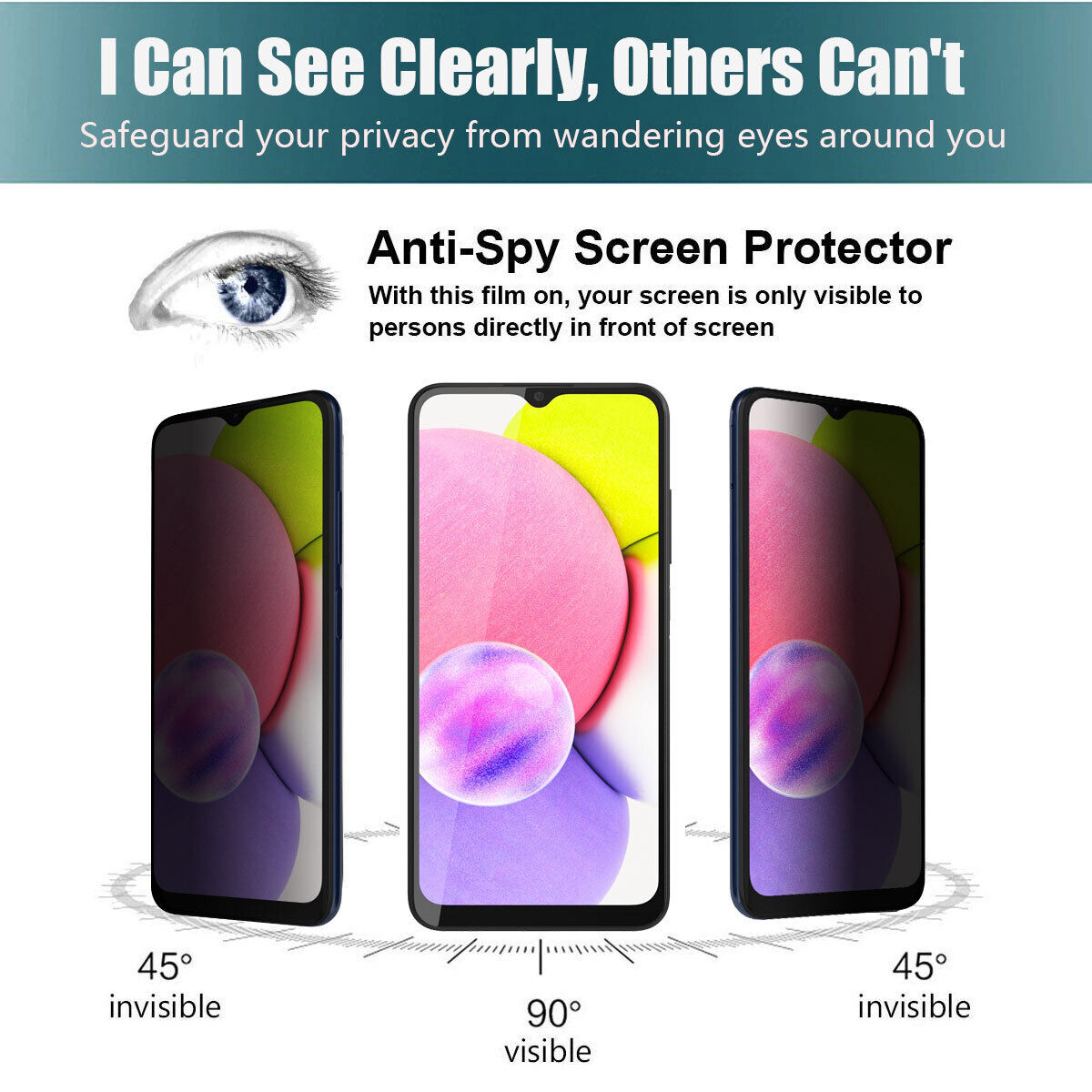 For Samsung Galaxy A03s / SM-A037F Privacy Tempered Glass Black Screen Protector