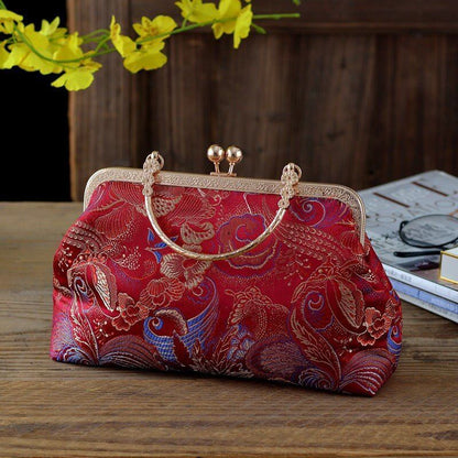 Flowers Style Vintage Kiss Lock Shell Bag Chain Shoulder Crossbody Bag Handbags