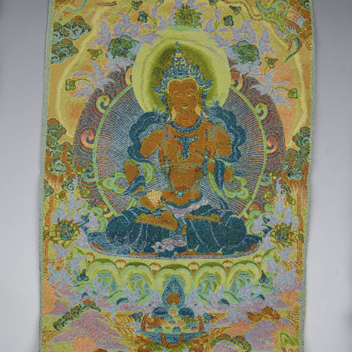24"Old Chinese Silk Embroidery Tibetan Buddhist Thangka Vajrasattva Mahāsattva
