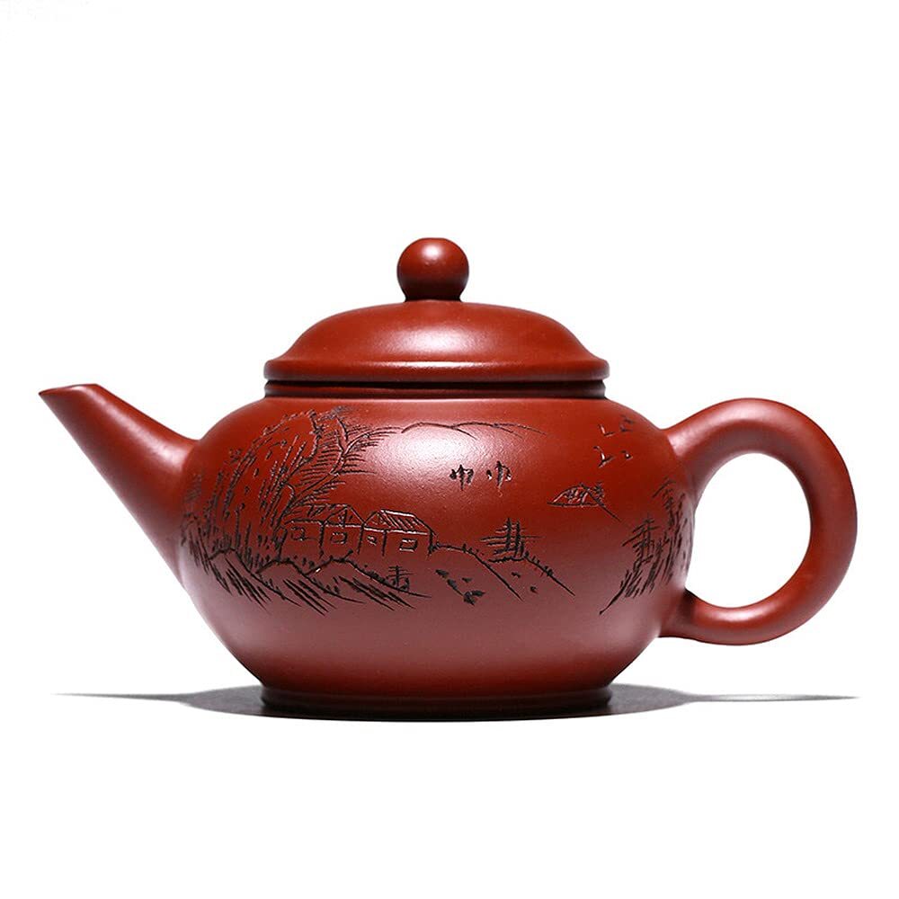 210ml Chinese Purple Clay Landscape Pattern Handwork Teapot Kungfu Tea Set