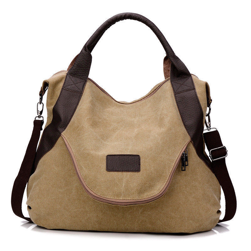 Women Ladies Large Pocket Casual Shoulder Cross body Handbags Canvas Leather Bag