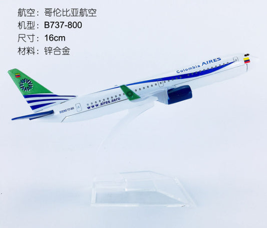 16CM Aires Colombia Boeing 737-800 Passenger Airplane Diecast Aircraft Model