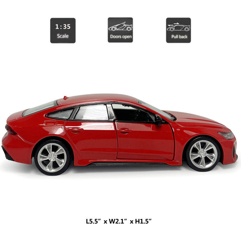 1:35 Audi RS 7 Sportback Model Car Diecast Toy Cars Metal Vehicle Pull Back Red