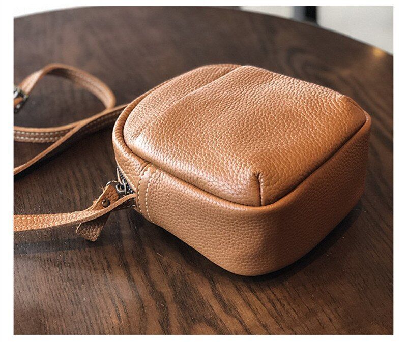 Genuine Leather Shoulder Bag Fashion Vintage Small Purse 14*7*18 CM Cotton Green