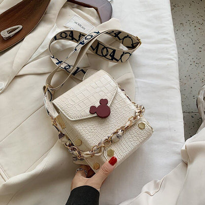 Youthful Leather Crossbody Bag Fashion Small Shoulder Handbag Chain Bag Square