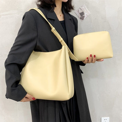 Women Tote Bags 2 Pcs/Set Shoulder Bag Wide Leather Female Handbags