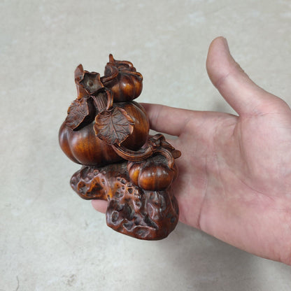 Asian wood carving Wooden Brown interior Home decoration pumpkin on Thanksgiving