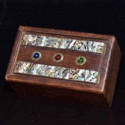 Rosewood Puzzle Box 14×8.5×6cm Abalone Shell Inlay Gem Lockwood Antique Box