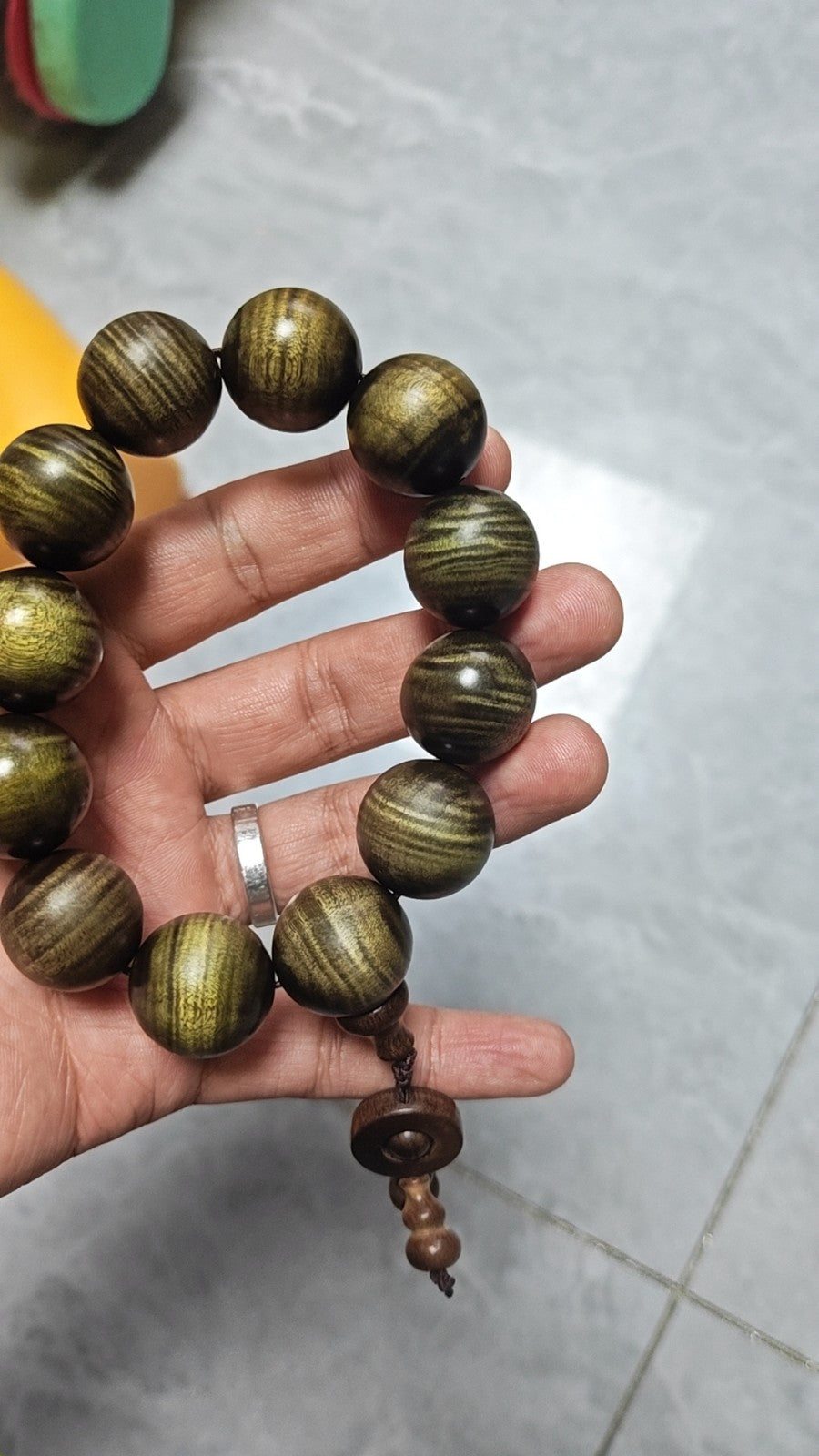 Golden Phoebe Yinchen Wood Bead Bracelet 20mm Water Wave Grain