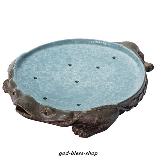 Creative Holder For Tea Pot Pottery Frog Statue Pot Mat Reservoir Tea Tray Plate