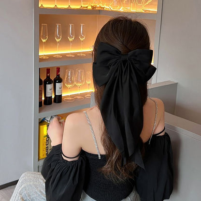 Women Hair Accessory Bowknot Long Strap Hairpin Temperament Back Spoon Pan Clips