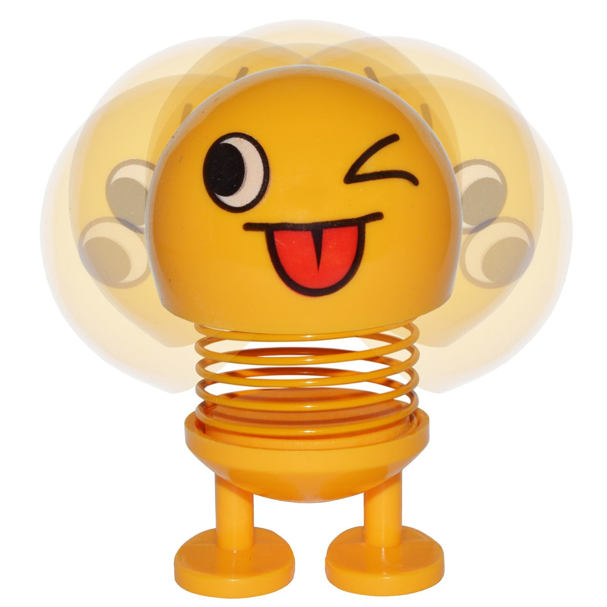 4-inch Smiley Face Bobblehead with Adhesive Feet for Mounting in Car, Cute Mini