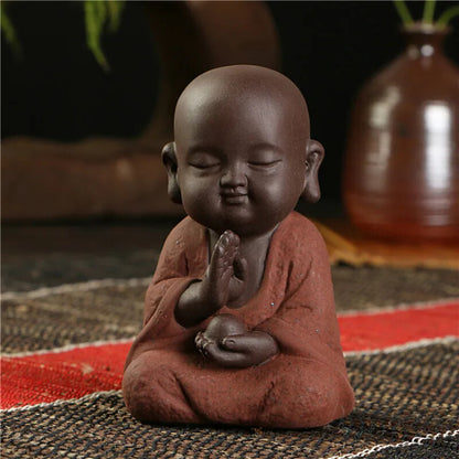 Buddha Statues Small Monk Sand Ceramic Decoration Purple Sand Figurines Tea Pet