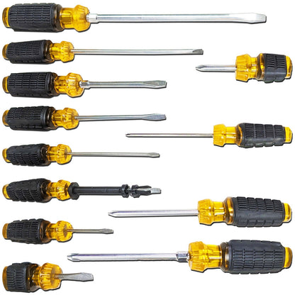 12 Piece Magnetic Screwdriver Set, Includes 8 Slotted & 4 Phillips Screwdrivers