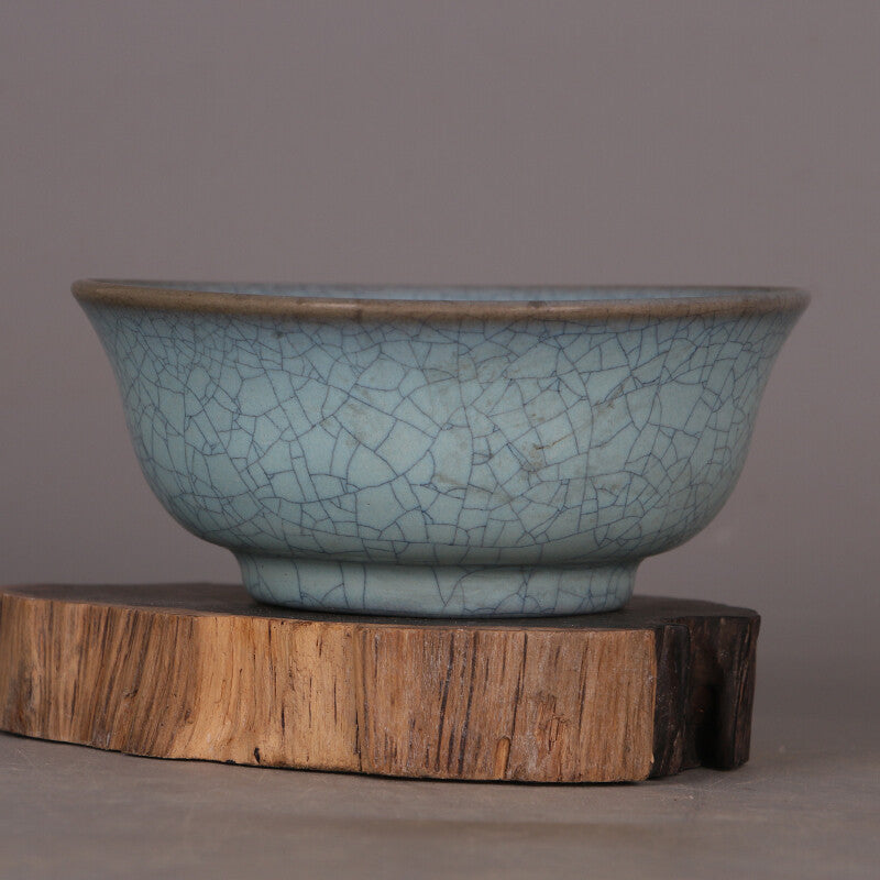 5.5"inch China Porcelain Ru Kiln Lotus Cyan Bowl Tea Set