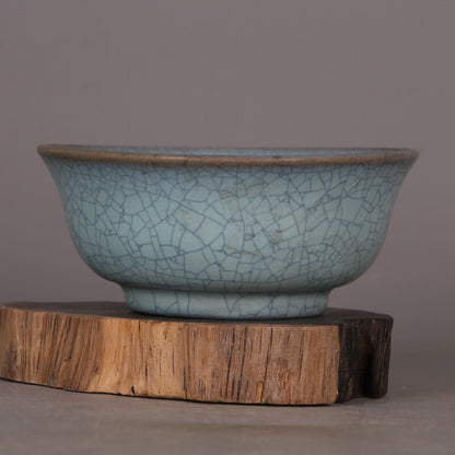5.5"inch China Porcelain Ru Kiln Lotus Cyan Bowl Tea Set
