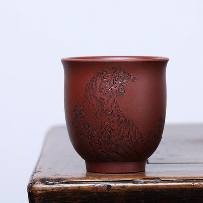 150ml Real Yixing Zisha Master Cup Handmade Personal Tea Cup Tiger Carved Mug
