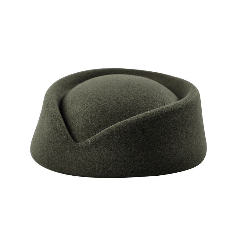 Women Wool Felt Beret Hat Teardrop Fancy Stewardess Air Hostesses Dress Hat