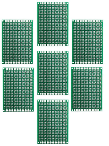 7 Pack Prototyping Breadboard, 2.75 x 1.97 Inches, 432 Holes, Double-Sided PCBs
