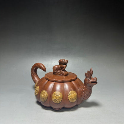 Chinese Yixing Zisha Clay Handmade Exquisite Teapot（生肖龙舟壶 底款：蒋蓉）