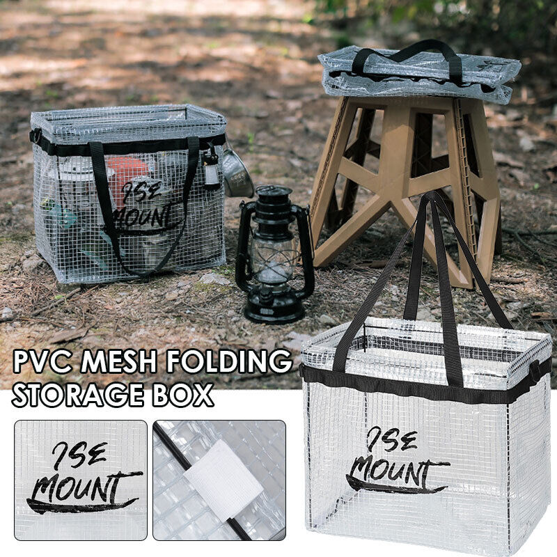 Outdoor Camping Storage Box PVC Transparent Foldable Storage Tableware Bag