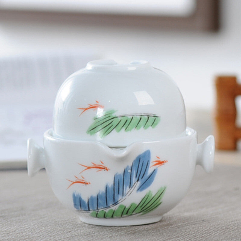 Ceramics Tea Set Include 1 Pot 1 Cup Porcelain Gaiwan Teapot Kung Fu Travel