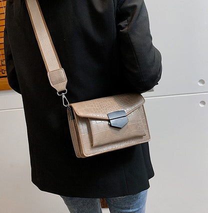 Handbag Fashion Simple Style Shoulder Bag Retro Wide Strap Messenger 20*14*8 CM