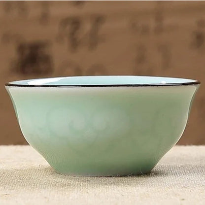 40ml Ceramic Chinese Kungfu Tea Cup Handmade Embossed Carp Tasting Cup Tea Set
