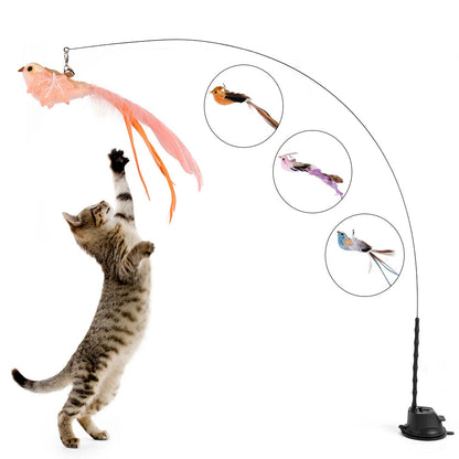 Cat Teaser Stick Replaceable Simulated Bird Cat Teaser Wand Multifunctional