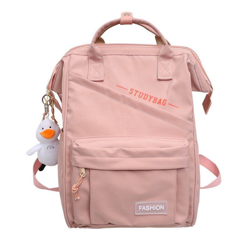 Laptop Waterproof Nylon Bag Traveling Green Backpack Bag College 26*18*40CM Pink