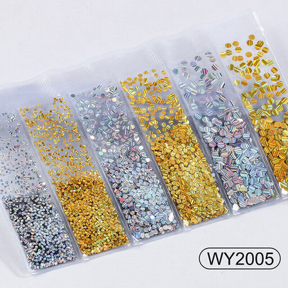 6 grids/bag Nail Art Sequins Colorful Nail Polish Flakes Foils For ManicurSE