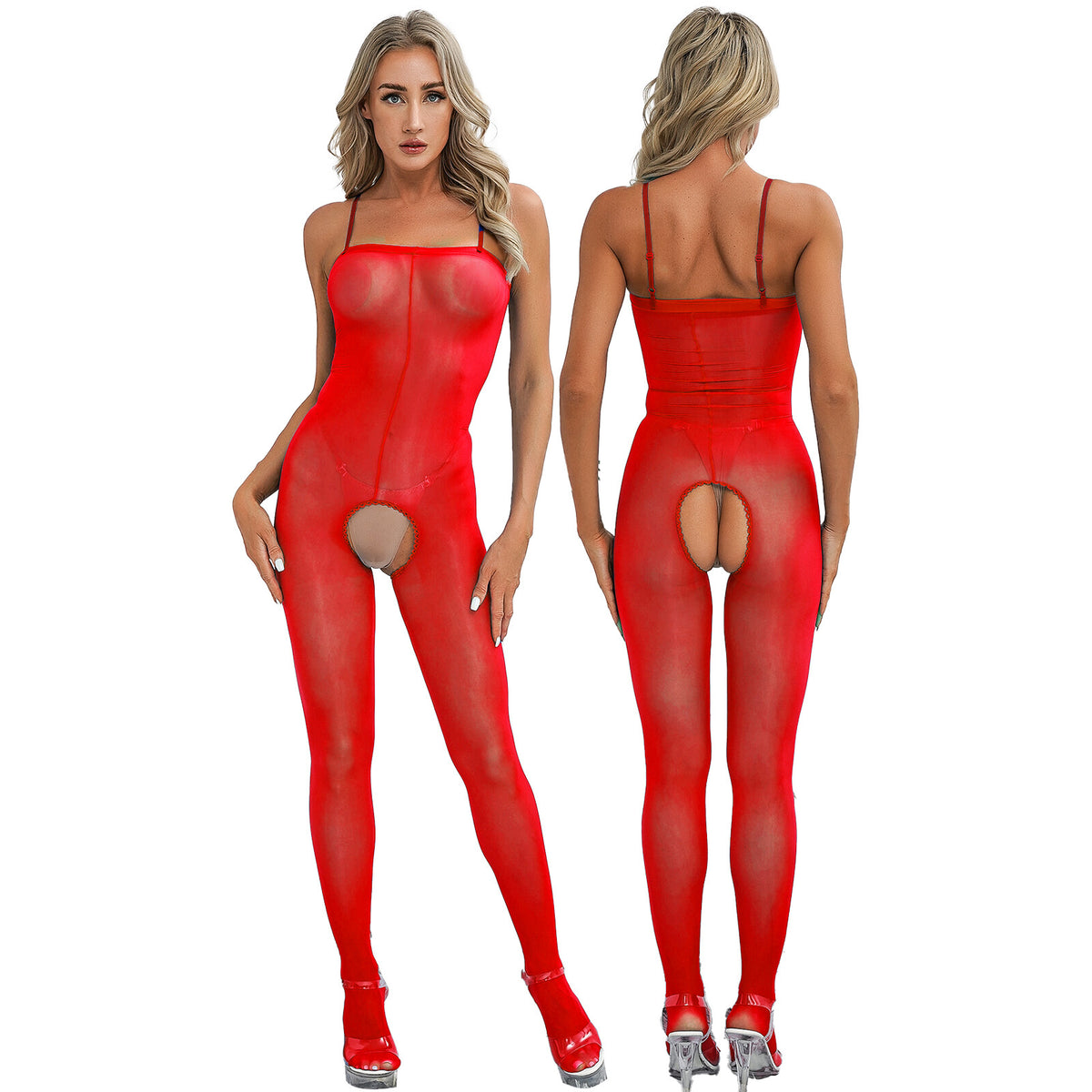 Womens Sexy Sheer Mesh Bodysuit Sleeveless Backless Jumpsuit Lingerie Nightwear