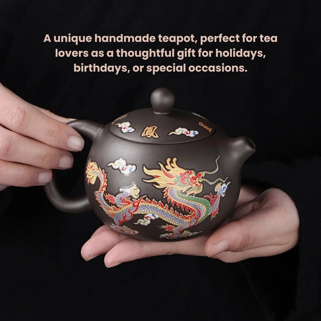 Zisha Chinese Tea Set Color-Changing Teapot Dragon & Phoenix Puer Clay Pot Cups