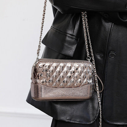 Small Mini Quilted Real Leather Clutch Shoulder Bag Wallet Chains Purse Handbag