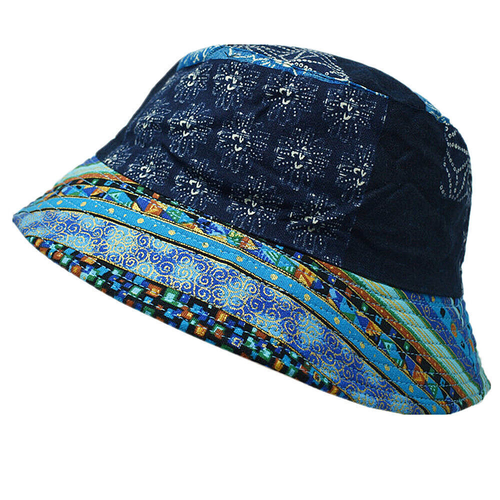 Unisex 100% Cotton Bucket Hat Boonie Hunting Fishing Outdoor Reversible Cap