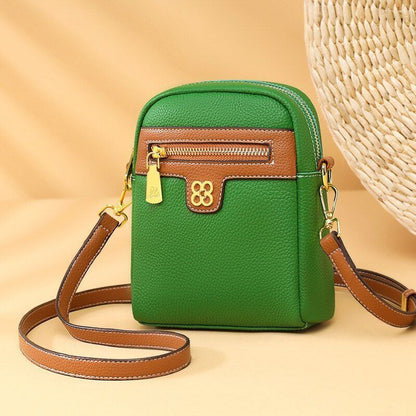 Fashion Messenger Handbag Genuine Leather Tote Shoulder Bags Black 15.5*19*7 CM