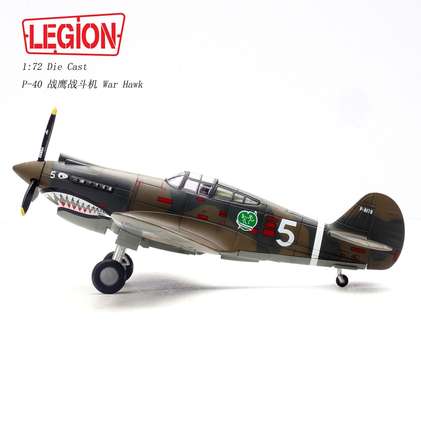 1:72 LEGION P-40C(Hawk 81A-2) #5 Fighter Plane Diecast Military Aircraft Model