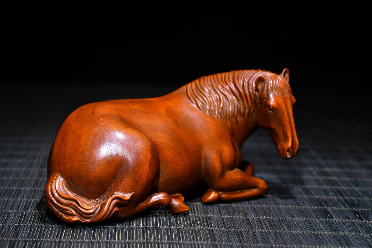 Chinese Vintage Boxwood Carved Horse Statue Collection Sculpture Nice Art Work